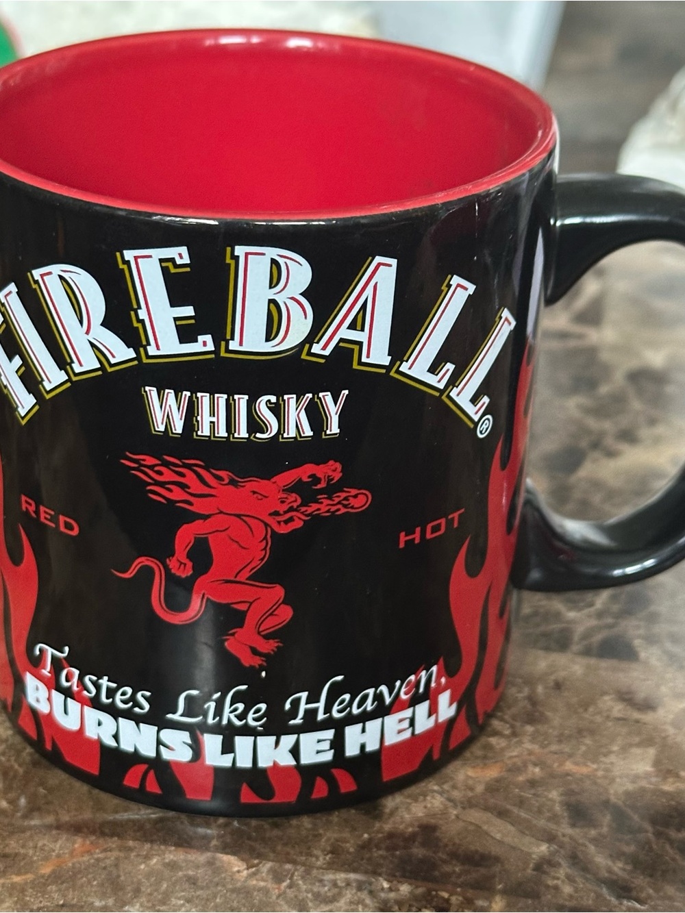 Red and Black Fireball Whisky Ceramic Coffee Mug